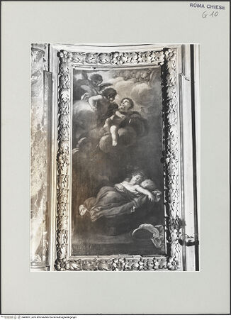 Vorderseite von Sopr. BAS ROMA [https://www.deutsche-digitale-bibliothek.de/content/lizenzen/rv-ez/] Szenen aus dem Leben der Heiligen RitaDie schlafende Rita und die Bienen - , bh498391_recto. Foto.