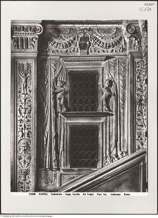 Vorderseite von Alinari [https://www.deutsche-digitale-bibliothek.de/content/lizenzen/rv-ez/] DuomoSuccorpo, Confessione di San Gennaro (Cappella Carafa) - Wandabschnitt über dem Treppengeländer, bh498513_recto. Foto.