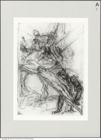 Vorderseite von Bibliotheca Hertziana [https://www.deutsche-digitale-bibliothek.de/content/lizenzen/rv-fz/] Christus wird an das Kreuz genagelt - , bh498938_recto. Foto.