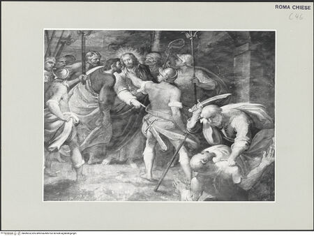 Vorderseite von Sopr. BAS ROMA [https://www.deutsche-digitale-bibliothek.de/content/lizenzen/rv-ez/] Passion Christi und Ereignisse bis zur HimmelfahrtGefangennahme Christi - , bh499024_recto. Foto.