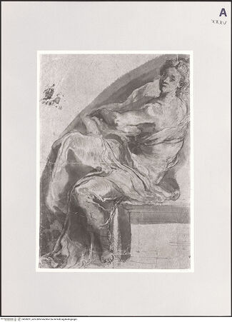 Vorderseite von Hamburger Kunsthalle [https://www.deutsche-digitale-bibliothek.de/content/lizenzen/rv-ez/] Sitzende Frau (Studie für eine Sibylle) - , bh500291_recto. Foto.