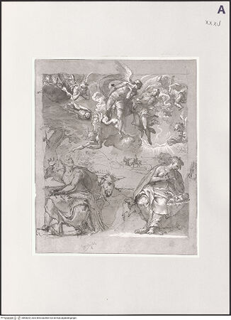 Vorderseite von Hamburger Kunsthalle [https://www.deutsche-digitale-bibliothek.de/content/lizenzen/rv-ez/] Der Engel Gottes fordert Joseph auf, nach Ägypten zu fliehen - , bh500292_recto. Foto.