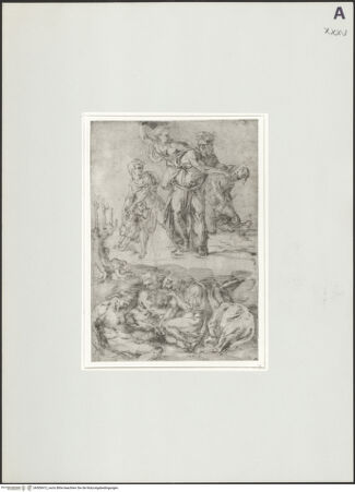 Vorderseite von Hamburger Kunsthalle [https://www.deutsche-digitale-bibliothek.de/content/lizenzen/rv-ez/] Opferung Isaaks - , bh500412_recto. Foto.