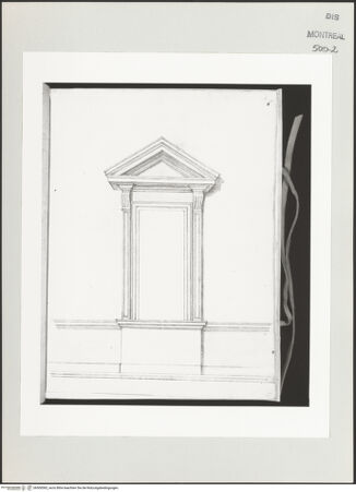 Vorderseite von Centre Canadien d'Architecture [https://www.deutsche-digitale-bibliothek.de/content/lizenzen/rv-ez/] Berrettini, Pietro, studi d'architettura e disegni originaliFenster vom piano nobile der Hoffassade des Palazzo Farnese - , bh500583_recto. Foto.