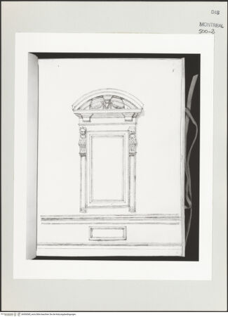 Vorderseite von Centre Canadien d'Architecture [https://www.deutsche-digitale-bibliothek.de/content/lizenzen/rv-ez/] Berrettini, Pietro, studi d'architettura e disegni originaliFenster vom Obergeschoss der Hoffassade des Palazzo Farnese - , bh500585_recto. Foto.