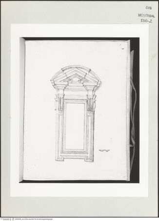 Vorderseite von Centre Canadien d'Architecture [https://www.deutsche-digitale-bibliothek.de/content/lizenzen/rv-ez/] Berrettini, Pietro, studi d'architettura e disegni originaliWandnische auf dem ersten Treppenabsatz des Konservatorenpalastes - , bh500590_recto. Foto.