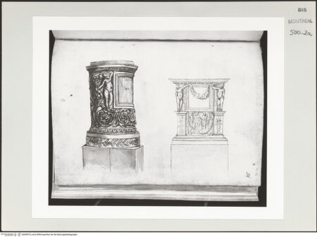 Vorderseite von Centre Canadien d'Architecture [https://www.deutsche-digitale-bibliothek.de/content/lizenzen/rv-ez/] Berrettini, Pietro, studi d'architettura e disegni originaliAntike Opferaltäre - , bh500916_recto. Foto.