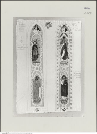 Vorderseite von Städelsches Kunstinstitut und Städtische Galerie [https://www.deutsche-digitale-bibliothek.de/content/lizenzen/rv-ez/] Sammlung von Umrissen und Durchzeichnungen, dienend zur Geschichte der bildenden Künste des Mittelalters in Italien, gezeichnet von J.A. Ramboux aus Trier in den Jahren 1818 bis 1822 und den Jahren 1833 bis 1843Seiteobere rechte Zeichnung: Zacharias, Verkündigungsengel, Johannes der Täufer, Christus - , bh501324_recto. Foto.