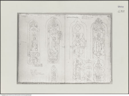 Vorderseite von Städelsches Kunstinstitut und Städtische Galerie [https://www.deutsche-digitale-bibliothek.de/content/lizenzen/rv-ez/] Sammlung von Umrissen und Durchzeichnungen, dienend zur Geschichte der bildenden Künste des Mittelalters in Italien, gezeichnet von J.A. Ramboux aus Trier in den Jahren 1818 bis 1822 und den Jahren 1833 bis 1843Seiteuntere Zeichnung: der heilige Ludwig von Toulouse und Kardinal Gentile di Partino da Montefiore; Franziskus präsentiert Gian Gaetano Orsini dem Salvator, Kardinal Napoleone Orsini und der heilige Nikolaus - , bh501330_recto. Foto.