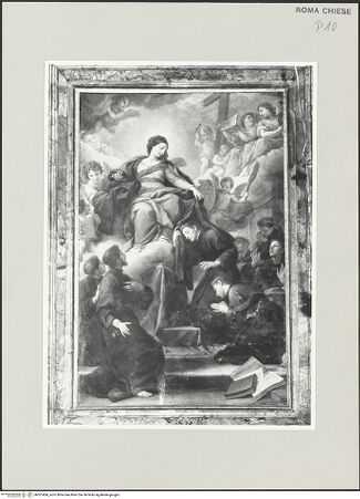 Vorderseite von Sopr. BAS ROMA [https://www.deutsche-digitale-bibliothek.de/content/lizenzen/rv-ez/] Madonna mit den sieben heiligen Ordensgründern - , bh501404_recto. Foto.