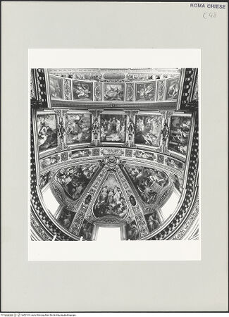 Vorderseite von Sopr. BAS ROMA [https://www.deutsche-digitale-bibliothek.de/content/lizenzen/rv-ez/] Ausmalung der Wölbung von Apsis und Chorjoch - , bh501413_recto. Foto.