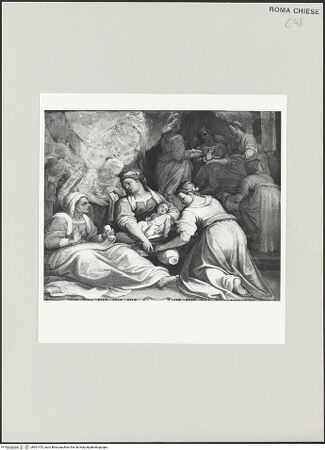 Vorderseite von Sopr. BAS ROMA [https://www.deutsche-digitale-bibliothek.de/content/lizenzen/rv-ez/] Ausmalung der Wölbung von Apsis und ChorjochGeburt Mariens - , bh501415_recto. Foto.