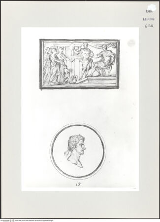 Vorderseite von Museum der bildenden Künste [https://www.deutsche-digitale-bibliothek.de/content/lizenzen/rv-ez/] Antike Szene und Medaillon - , bh501490_recto. Foto.