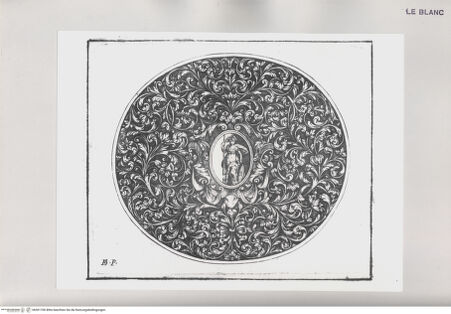 Vorderseite von Istituto per la Grafica [http://creativecommons.org/publicdomain/mark/1.0/] Vorlagen für GoldschmiedearbeitenModell für ein ovales Schmuckstück mit Minerva umrahmt von Pflanzenornamenten - , bh501706. Foto.