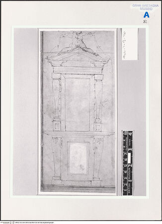 Vorderseite von British Museum [https://www.deutsche-digitale-bibliothek.de/content/lizenzen/rv-ez/] Entwurf eines Fensters oder Tabernakels - , bh502138_recto. Foto.