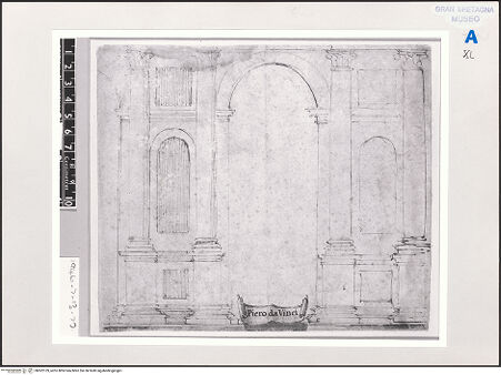 Vorderseite von British Museum [https://www.deutsche-digitale-bibliothek.de/content/lizenzen/rv-ez/] Entwurf für ein Kirchenschiff - , bh502139_recto. Foto.