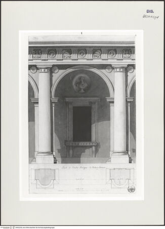 Vorderseite von Bibliothèque Municipale, Service Photographique [https://www.deutsche-digitale-bibliothek.de/content/lizenzen/rv-ez/] Examen des édifices de RomeNr. 1: Arkade im Palazzo Farnese - , bh502238_recto. Foto.