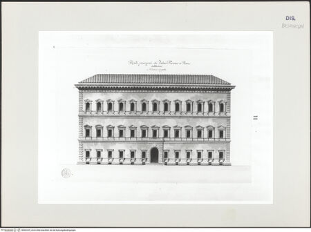 Vorderseite von Bibliothèque Municipale, Service Photographique [https://www.deutsche-digitale-bibliothek.de/content/lizenzen/rv-ez/] Examen des édifices de RomeNr. 3: Hauptfassade des Palazzo Farnese - , bh502239_recto. Foto.