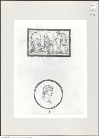 Vorderseite von Museum der bildenden Künste [https://www.deutsche-digitale-bibliothek.de/content/lizenzen/rv-ez/] Antike Szene und Medaillon - , bh502331_recto. Foto.