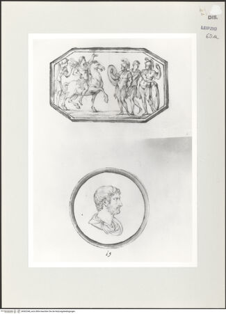 Vorderseite von Museum der bildenden Künste [https://www.deutsche-digitale-bibliothek.de/content/lizenzen/rv-ez/] Antike Szene und Medaillon - , bh502348_recto. Foto.