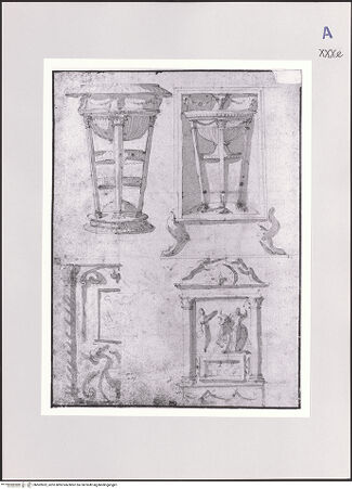 Vorderseite von Réunion des Musées Nationaux [https://www.deutsche-digitale-bibliothek.de/content/lizenzen/rv-ez/] Studien zweier Dreifüße und zweier Stelen - , bh502852_recto. Foto.