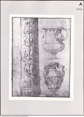 Vorderseite von Réunion des Musées Nationaux [https://www.deutsche-digitale-bibliothek.de/content/lizenzen/rv-ez/] Studien zweier Vasen und eines Säulenschafts - , bh503871_recto. Foto.