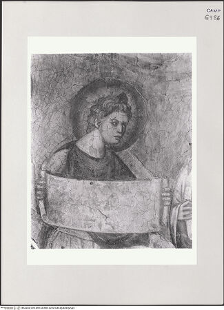 Vorderseite von Pedicini, Luciano [https://www.deutsche-digitale-bibliothek.de/content/lizenzen/rv-ez/] Jüngstes GerichtLinke Wand: Paradies - Zweites Register: Prophet mit Spruchband, bh504000_recto. Foto: Pedicini, Luciano.