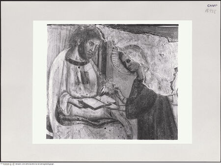 Vorderseite von Pedicini, Luciano [https://www.deutsche-digitale-bibliothek.de/content/lizenzen/rv-ez/] Szenen aus dem Leben der heiligen AgnesDie Heilige in der Schule - Ausschnitt, die Heilige vor dem Lehrer, bh504031_recto. Foto: Pedicini, Luciano.