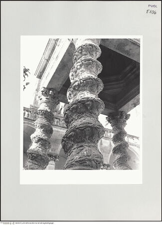 Vorderseite von Bibliotheca Hertziana [https://www.deutsche-digitale-bibliothek.de/content/lizenzen/rv-fz/] Brunnenhaus mit KuppelSäulen - Säule, Detail, bh505019_recto. Foto: Savio, Oscar.