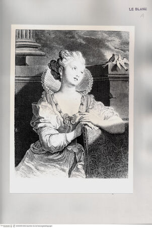 Vorderseite von Istituto Nazionale per la Grafica [http://creativecommons.org/publicdomain/mark/1.0/] Bildnis einer verliebten jungen Frau in einem perlengeschmückten Kleid mit einem Billet in der Hand, auf einer Mauer zwei turtelnde Vögel - , bh505099. Foto.