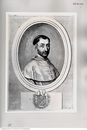 Vorderseite von Istituto Nazionale per la Grafica [http://creativecommons.org/publicdomain/mark/1.0/] Französischer Geistlicher des 17. Jh. in einem Ovalmedaillon mit einem Bischofswappen - , bh505111. Foto.