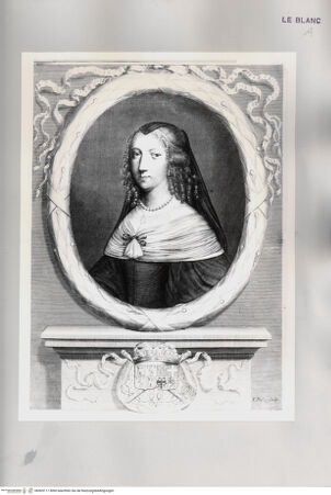Vorderseite von Istituto Nazionale per la Grafica [http://creativecommons.org/publicdomain/mark/1.0/] Die Witwe des Marschalls de La Motte (Mothe-Houdancourt?) in einem Ovalmedaillon, mit Wappen - , bh505117. Foto.