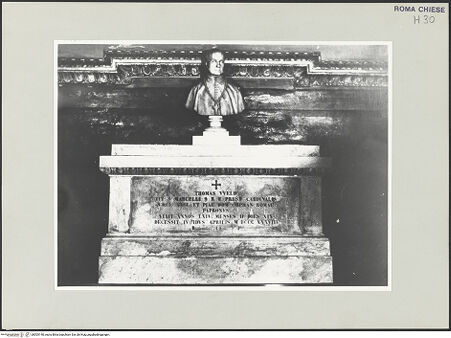 Vorderseite von Sopr. BAS ROMA [https://www.deutsche-digitale-bibliothek.de/content/lizenzen/rv-ez/] Grabmal für Kardinal Thomas Weld - , bh505140_recto. Foto.