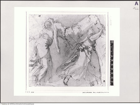 Vorderseite von British Museum [https://www.deutsche-digitale-bibliothek.de/content/lizenzen/rv-ez/] Zwei einen Körper tragende Frauen - , bh505593_recto. Foto.