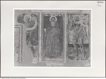 Vorderseite von Sigismondi, Roberto [https://www.deutsche-digitale-bibliothek.de/content/lizenzen/rv-fz/] Innenseite der Fassade: Die Heiligen Johannes der Täufer, Antonius Abbas und Christopherus, bh506247_recto. Foto: Sigismondi, Roberto.