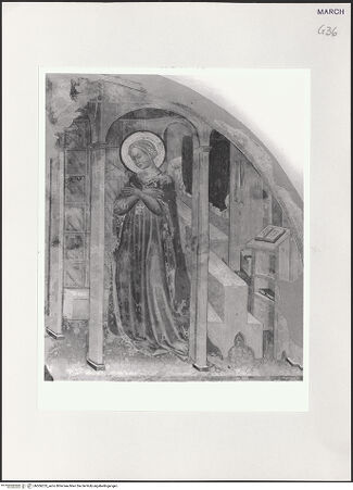 Vorderseite von Sigismondi, Roberto [https://www.deutsche-digitale-bibliothek.de/content/lizenzen/rv-fz/] Linke Langhauswand: Verkündigung, Ausschnitt mit Maria, bh506253_recto. Foto: Sigismondi, Roberto.