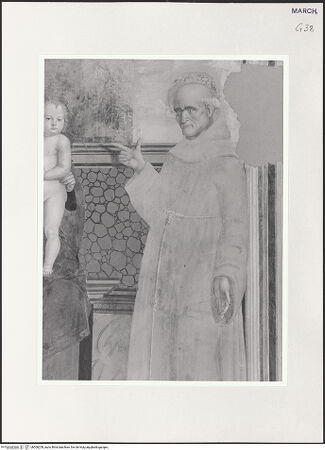 Vorderseite von Sigismondi, Roberto [https://www.deutsche-digitale-bibliothek.de/content/lizenzen/rv-fz/] Madonna mit den Heiligen Exuperantius und Bernhardin von Siena - Ausschnitt, heiliger Bernhardin, bh506259_recto. Foto: Sigismondi, Roberto.