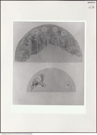 Vorderseite von Sigismondi, Roberto [https://www.deutsche-digitale-bibliothek.de/content/lizenzen/rv-fz/] Lünette mit den Quattro Coronati - Gesamtansicht und eine weiteres Freskofragment, bh506260_recto. Foto: Sigismondi, Roberto.