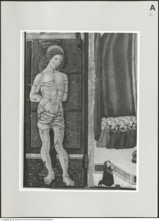 Vorderseite von Sigismondi, Roberto [https://www.deutsche-digitale-bibliothek.de/content/lizenzen/rv-fz/] Flügelaltar mit Schutzmantelmadonna und Heiligen - Heiliger Sebastian, bh507228_recto. Foto: Sigismondi, Roberto.