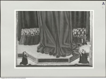 Vorderseite von Sigismondi, Roberto [https://www.deutsche-digitale-bibliothek.de/content/lizenzen/rv-fz/] Flügelaltar mit Schutzmantelmadonna und Heiligen - Schutzmantelmadonna, Gläubige unter dem Mantel und Stifter, bh507230_recto. Foto: Sigismondi, Roberto.