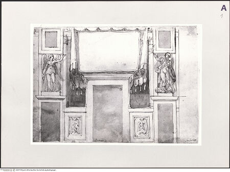 Vorderseite von Istituto Nazionale per la Grafica? [https://www.deutsche-digitale-bibliothek.de/content/lizenzen/rv-ez/] Entwurf für eine Wanddekoration der Sala dei Fasti (Rom, Palazzo Farnese) - , bh507320_recto. Foto.