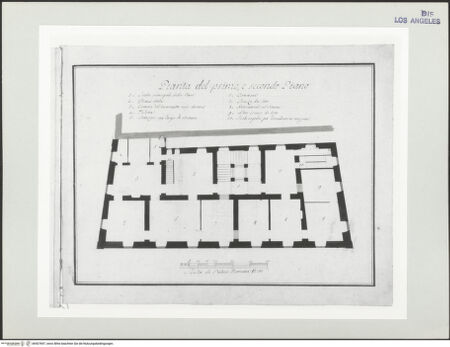 Vorderseite von Getty Research Institute [https://www.deutsche-digitale-bibliothek.de/content/lizenzen/rv-ez/] ArchitekturzeichnungenGrundriss des ersten und zweiten Stocks - , bh507697_recto. Foto.