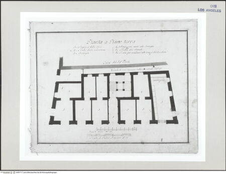 Vorderseite von Getty Research Institute [https://www.deutsche-digitale-bibliothek.de/content/lizenzen/rv-ez/] ArchitekturzeichnungenGrundriss des Erdgeschoßes - , bh507717_recto. Foto.