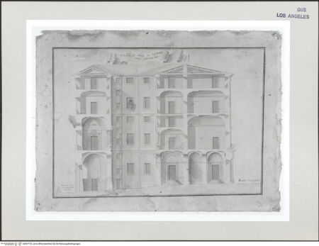 Vorderseite von Getty Research Institute [https://www.deutsche-digitale-bibliothek.de/content/lizenzen/rv-ez/] ArchitekturzeichnungenSchnitt durch einen Palast - , bh507722_recto. Foto.