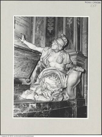 Vorderseite von Sopr. BAS ROMA [https://www.deutsche-digitale-bibliothek.de/content/lizenzen/rv-ez/] Grabmal für Kardinal Pietro Basadonna - Detail: Stärke, bh507841_recto. Foto.