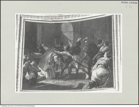 Vorderseite von Sopr. BAS ROMA [https://www.deutsche-digitale-bibliothek.de/content/lizenzen/rv-ez/] Festnahme des heiligen Markus - , bh507967_recto. Foto.