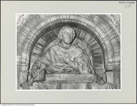 Vorderseite von Sopr. BAS ROMA [https://www.deutsche-digitale-bibliothek.de/content/lizenzen/rv-ez/] Grabmal für Luigi Priuli - Detail: Halbfigur des Verstorbenen, bh508187_recto. Foto.