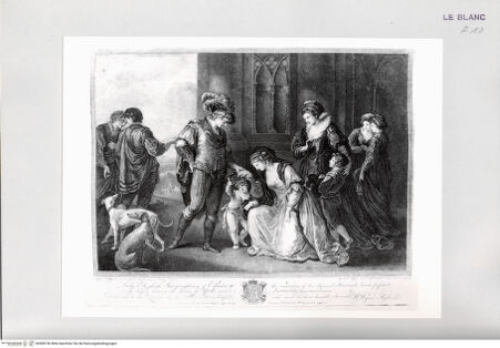 Vorderseite von Istituto Nazionale per la Grafica [http://creativecommons.org/publicdomain/mark/1.0/] P. de Rapin, L'histoire d'Angleterre: Lady Elisabeth Grey bittet Eduard IV., ihr den Besitz ihres verstorbenen Gemahls zurückzugeben - , bh508196. Foto.