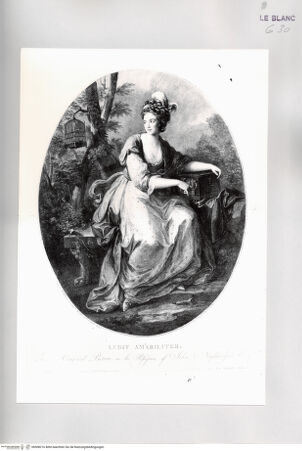 Vorderseite von Istituto Nazionale per la Grafica [http://creativecommons.org/publicdomain/mark/1.0/] Eine junge Frau, ihrem Kanarienvogel auf der Leier vorspielend - , bh508216. Foto.