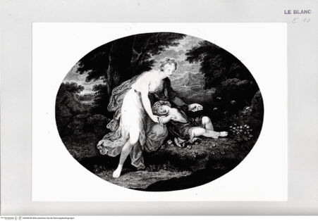 Vorderseite von Istituto Nazionale per la Grafica [http://creativecommons.org/publicdomain/mark/1.0/] Der Knabe Vergil schläft in den Armen einer Muse, 2. Zustand? - , bh508248. Foto.